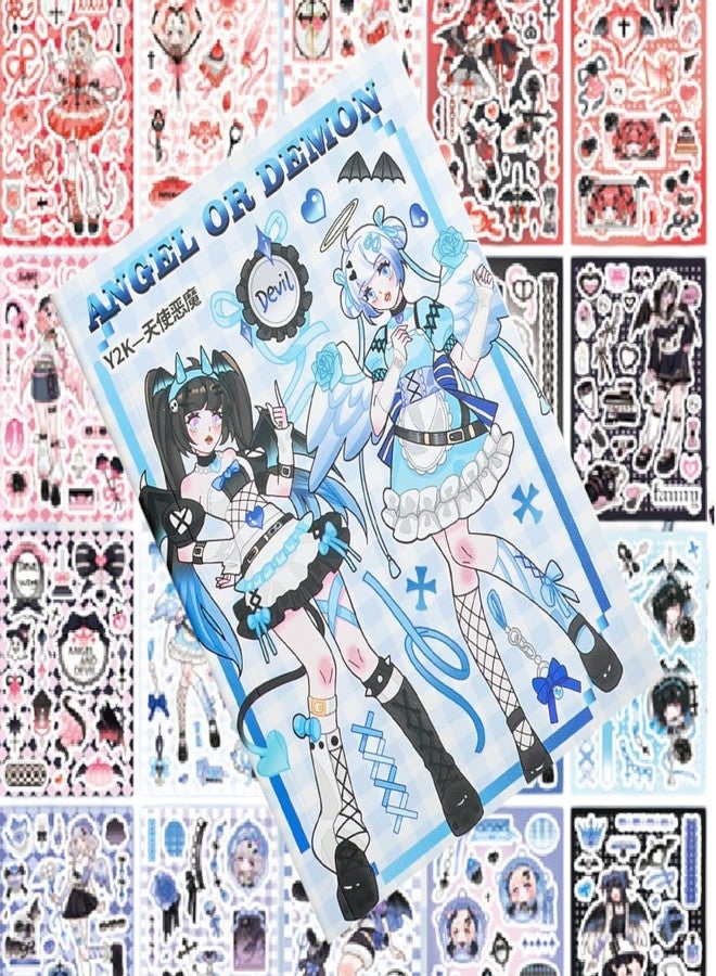 SAMVARDHAN Kawaii Stickers Book - 20 Sheets/400 Stickers, Anime, Korean Self-Adhesive Kawaii Sticker, Japanese Style Decorative Stickers, Cartoon Theme Sticker for Girls (Angel Or Demon) - Image 1